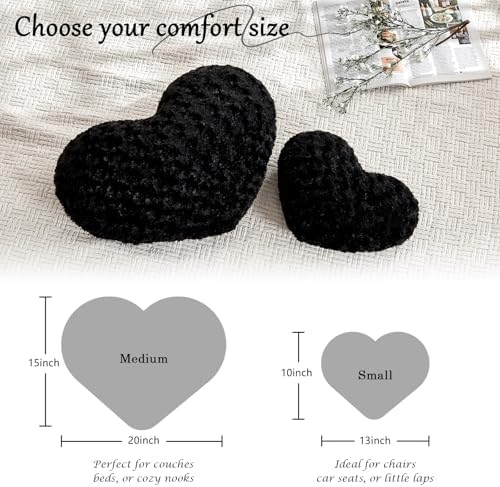 Black Throw Pillows, Cute Heart Pillow, Decorative Pillows - Image 3
