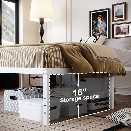 DiaOutro 18 Inch White Full Size Bed Frame - Image 4