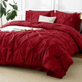 CozyLux Full Size Comforter Sets Dark Red, 7 Pieces Pintuck Bed in a Bag by CozyLux
