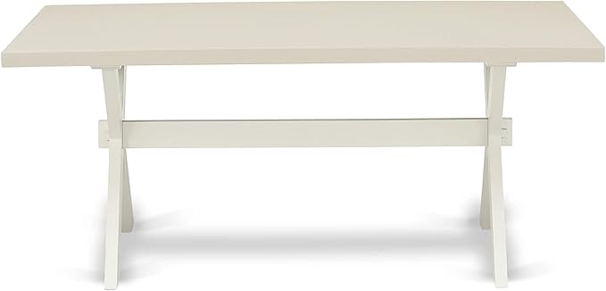 East West Furniture X027SI215-5 5 Piece Dining Room Table Set Includes a Rectangle Dining Table with X-Legs and 4 Baby Blue Linen Fabric Upholstered Parson Chairs, 40x72 Inch, Multi-Color