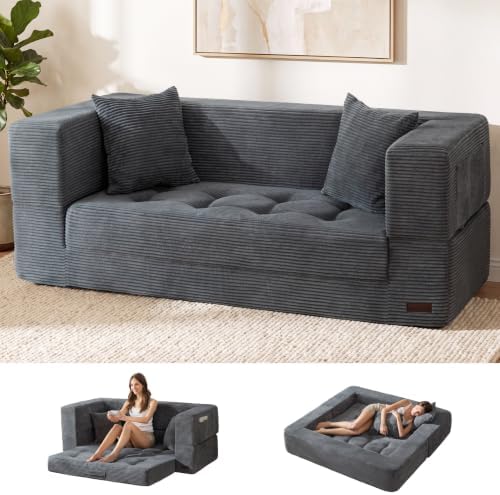 MAXYOYO 63" Folding Sofa Bed, Convertible Boneless Couch by MAXYOYO