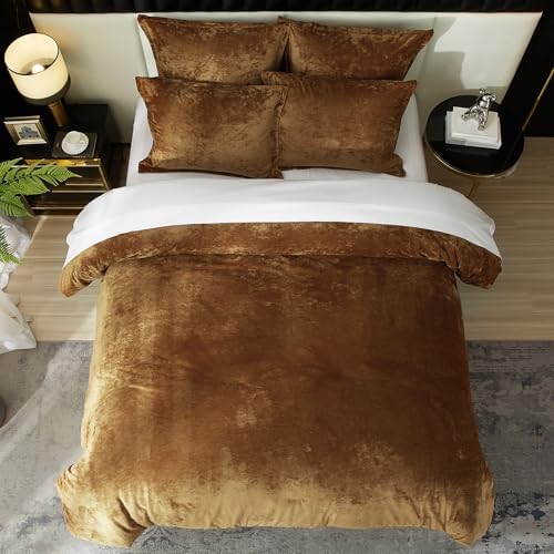 Crushed Velvet Comforter Set Queen Size 5 Pieces Soft Bedding - Image 7