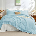 JOLLYVOGUE Light Blue Queen Comforter Set, 3 Pieces Seersucker Comforters Queen by JOLLYVOGUE