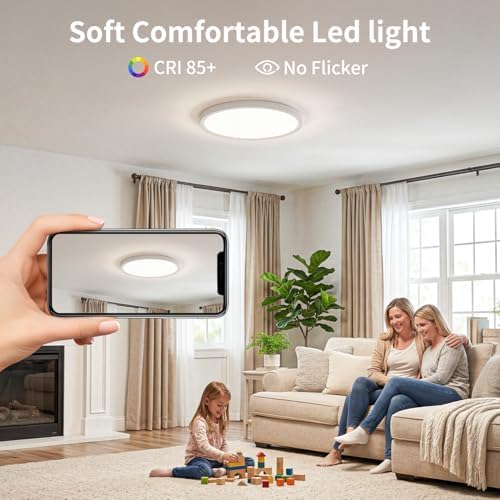 11.4 Inch LED Flush Mount Ceiling Light, 24W Dimmable & 5CCT 3000K-6500K - Image 4
