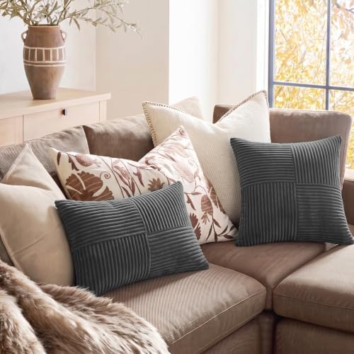 Fancy Homi Dark Gray Decorative Throw Pillow Covers 22x22 Inch - Image 5