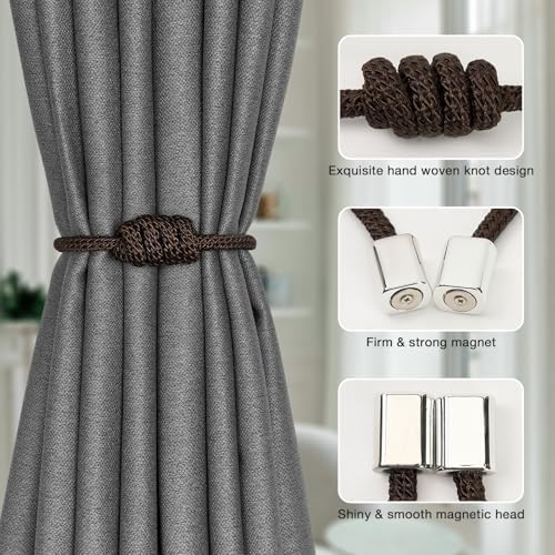 NICEEC 4 Pack Mini Magnetic Curtain Tiebacks Modern Simple Style Drape Tie - Image 3