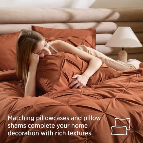 Bedsure Fall Bedding, Burnt Orange California King Comforter Set & Sheets - Image 7
