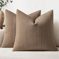 MIULEE Decorative Striped Throw Pillow Covers 20x20 Inch Coco Brown 2 Pack by MIULEE