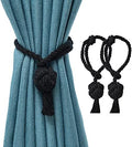 2 Pack Black Curtain Tiebacks Outdoor Decorative Rope Drapes Holdbacks Tie Back by JQWUPUP