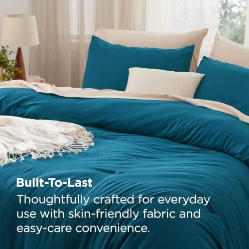 Bedsure Twin/Twin XL Comforter Set Prewashed Bedding 2Pcs Teal 68"x88" - Image 3