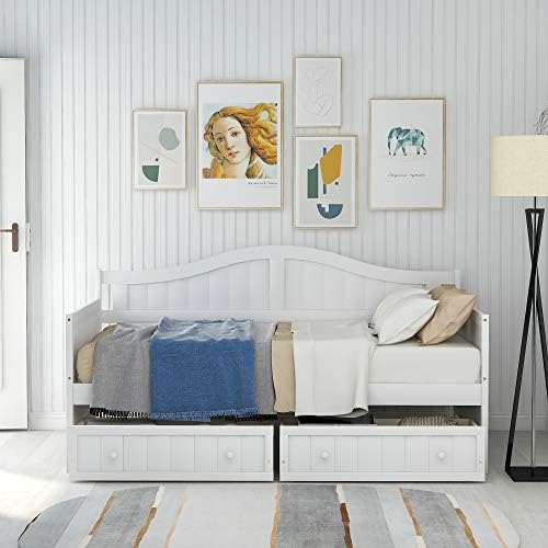 Merax Elegant Daybed with Two Storage Drawers, Wood Slat Support Sofa Bed - Image 3
