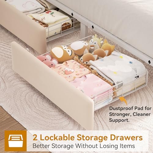Twin Upholstered LED Bed Frame - Image 4