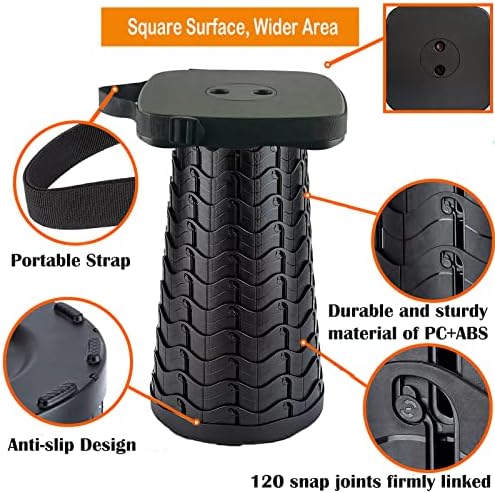 Collapsible Camping Stool with Seat Cushion & Nylon Bag, Square Portable - Image 3