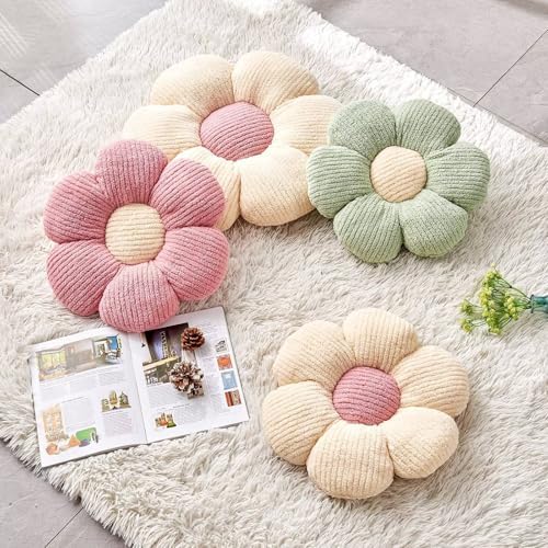 Soft White Pink 17.7" Flower Pillow - Image 3