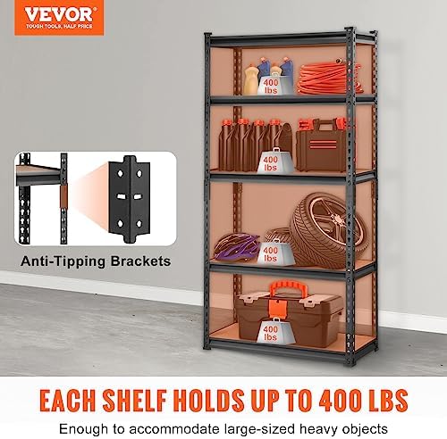 VEVOR Storage Shelves 5-Tier Adjustable 2000 lbs 30"x12"x60" Shelving Unit - Image 4