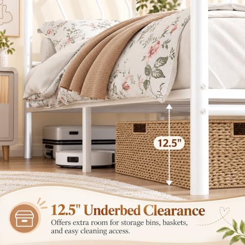 IMMERSTABLE Twin Metal Bed Frame, Heart-Shaped Platform Bed - Image 4