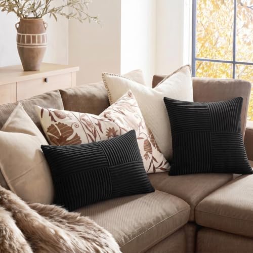 Fancy Homi Set of 1 Black Square Decorative Throw Pillow Covers 14x14 Inch - Image 5