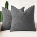 MIULEE 24x24 Decorative Euro Sham Boucle Couch Pillow Covers Charcoal by MIULEE