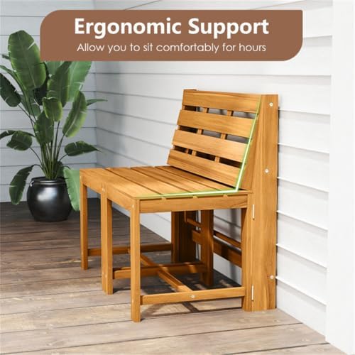Convertible Outdoor Furniture Set, Acacia Wood Patio Loveseat, Table & Chairs - Image 7