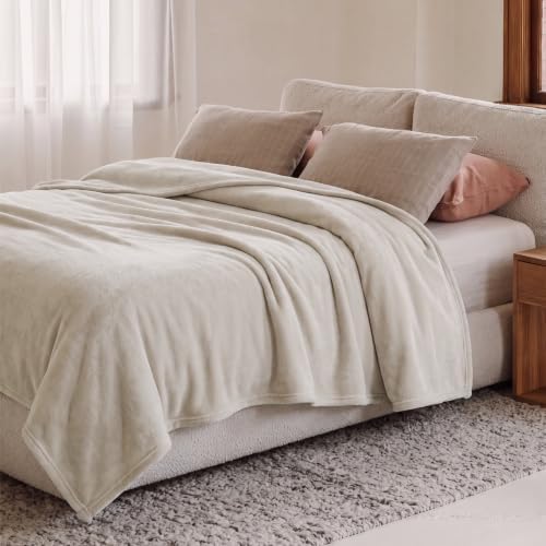Bedsure Fleece Blanket Queen Blanket Linen Beige - Image 2