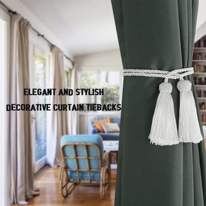 BEL AVENIR 2 Pack Handmade Rope Tassel Curtain Tiebacks - Image 5