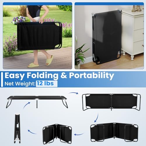 GYMAX Folding Camping Cot 2 Pack, Portable Ultralight Compact Sleeping Cot Bed - Image 6