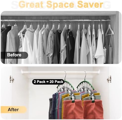 Legging Organizer for Closet, Metal Yoga Pants Hangers 2 Pack w/10 Clips Holds - Image 3
