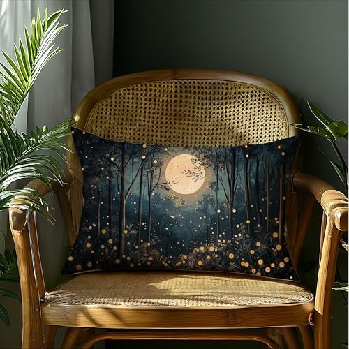 Rustic William Morris Inspired Gold Moon Pillow Covers 20x12, Vintage Black and - Image 4