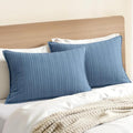 Decorative Waffle Pillow Shams King Size 20x36 Blue 2 Pack by Woaboy