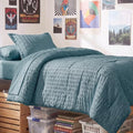 CozyLux Twin XL Comforter Set 5 Pieces Mineral Blue Seersucker Bed in a Bag by CozyLux
