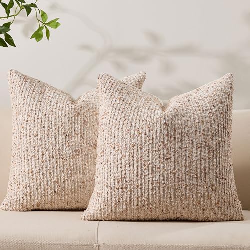 Throw Pillow Covers 18x18 Soft Wool Cushion Decorative Beige012A18 by Allorry