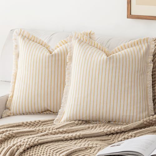YEENAASY Throw Pillow Covers 20x20 Boho Striped Pillow Cases by YEENAASY