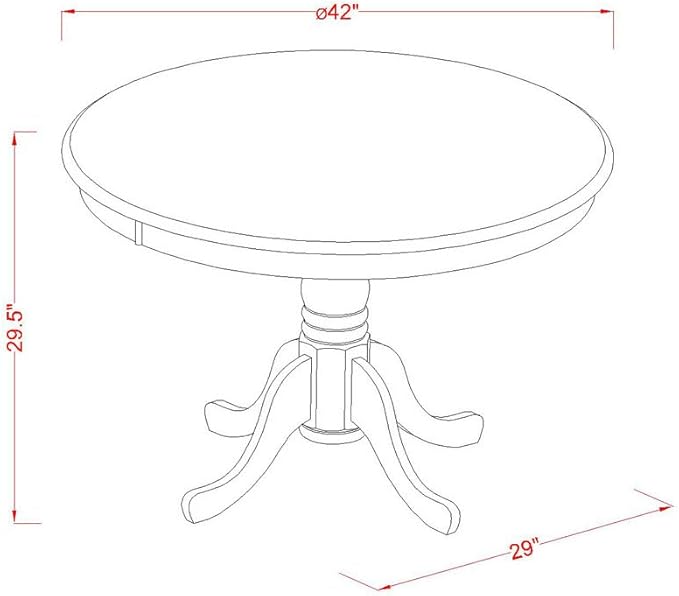East West Furniture HBGR5-LWH-W 5 Piece Kitchen Table & Chairs Set Includes a Round Dining Room Table with Pedestal and 4 Dining Chairs, 42x42 Inch, Linen White