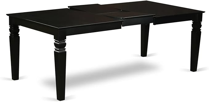 East West Furniture LGX17-BLK-24 -7 Piece Dining Set Includes a Rectangular Kitchen Table with Black Tabletop and 6 Stackable Polyester Fabric Chairs, Black