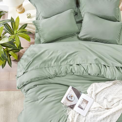 Andency Full Comforter Set, 7 Pieces Sage Green Bedding - Image 3