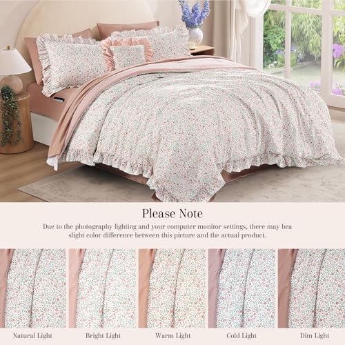BLOOMHAVEN Twin XL Comforter Set-5 Pieces Floral Ruffle Bedding Set - Image 6