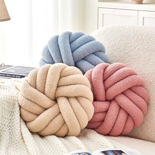 Knot Pillows, 14 Inch Decorative Throw Pillows Round Pillows Cushion, Soft - Image 3