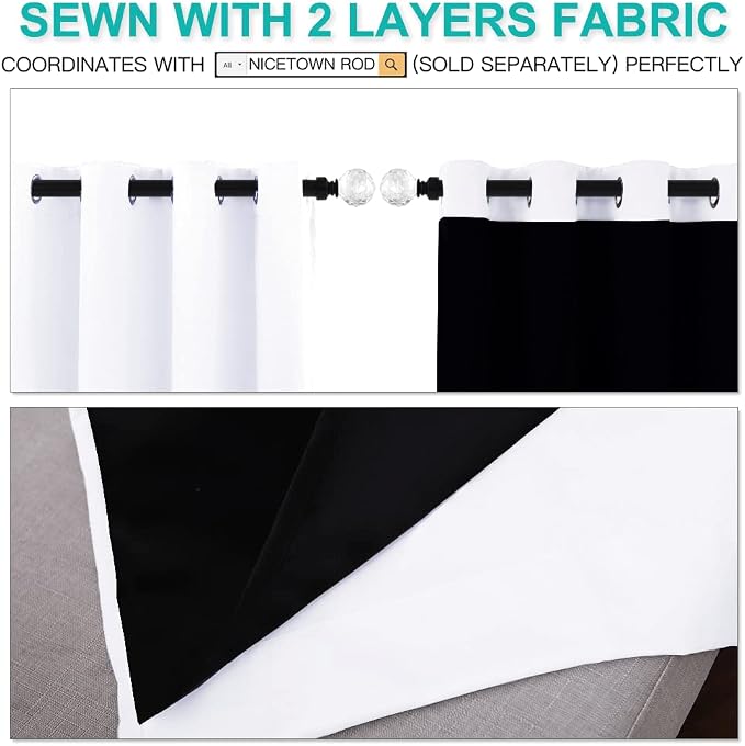 NICETOWN 100% Blackout Window Curtain Panels, Cold and Full Light Blocking - Image 5