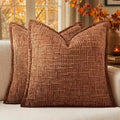 MIULEE Slubby Textured Decorative Fall Throw Pillow Covers Rust 18x18 by MIULEE