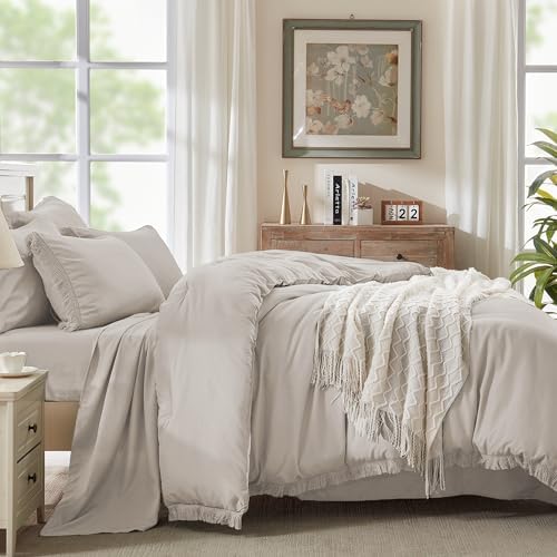 Andency Full Comforter Set, 7 Pieces Heather Grey Bedding - Image 4
