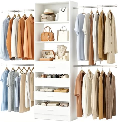 Aheaplus Closet System, 3.4-7FT Wood Closet Organizer by Aheaplus