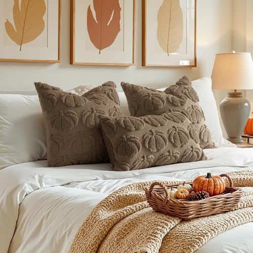 MIULEE Fall Pillow Covers Pumpkin Fall Decor 18x18 Coco Brown - Image 4
