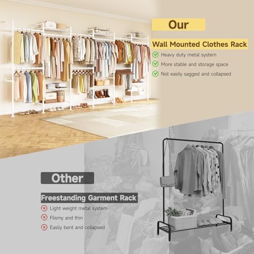 H6 Wall Mounted Closet System, Industrial Pipe Clothes Rack - Image 6