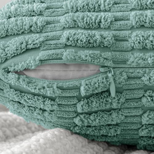 MIULEE Corduroy Decorative Throw Pillow Covers 20x20 Teal Green Pack of 2 - Image 3
