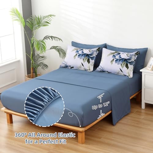 Blue Twin Comforter Set 5 Piece Bed in a Bag Twin Size, Soft Microfiber - Image 6