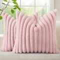 decorUhome Fall Faux Fur Throw Pillow Covers 20x20 Set of 2 Pink by decorUhome