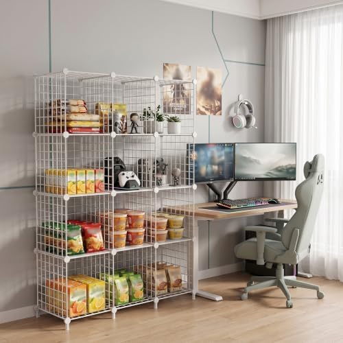 12-Cube Storage Organizer Metal Wire Shelf - Image 2