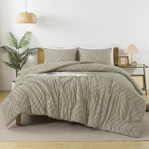 Andency Oatmeal Twin Comforter Set, 2 Pieces Boho Bedding Set by Andency