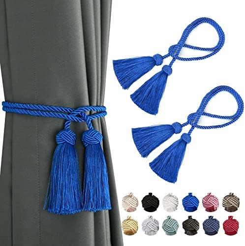 BEL AVENIR 2 Pack Handmade Rope Tassel Curtain Tiebacks by BELAVENIR