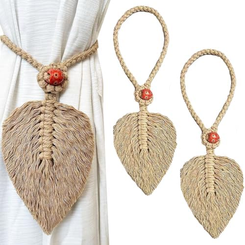 2-Pack Bohemian Cotton Leaf Curtain Tiebacks by Unknown